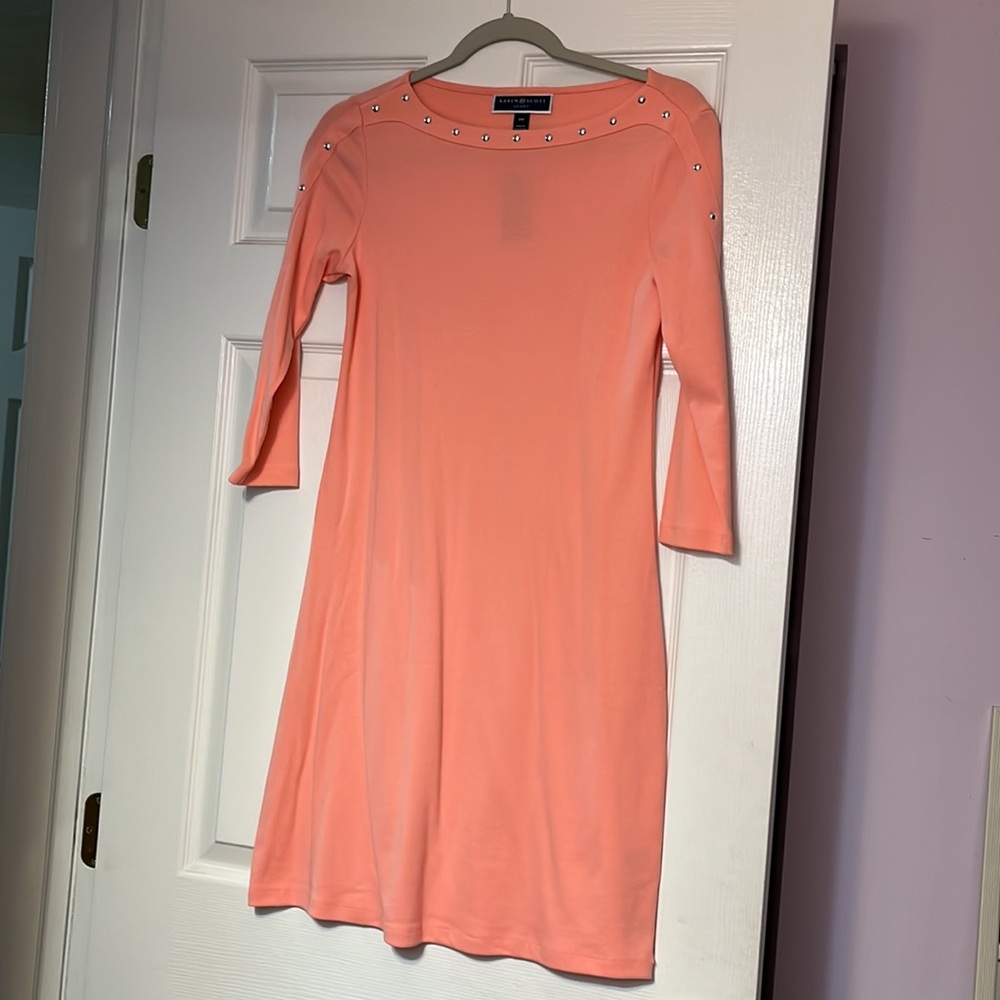 Karen Scott Sport 3/4 Sleeve Above The Knee Shift Dress